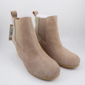 TOMS Bailey Women's US 8 Wedge Ankle Boots Suede Warm Taupe NWOB